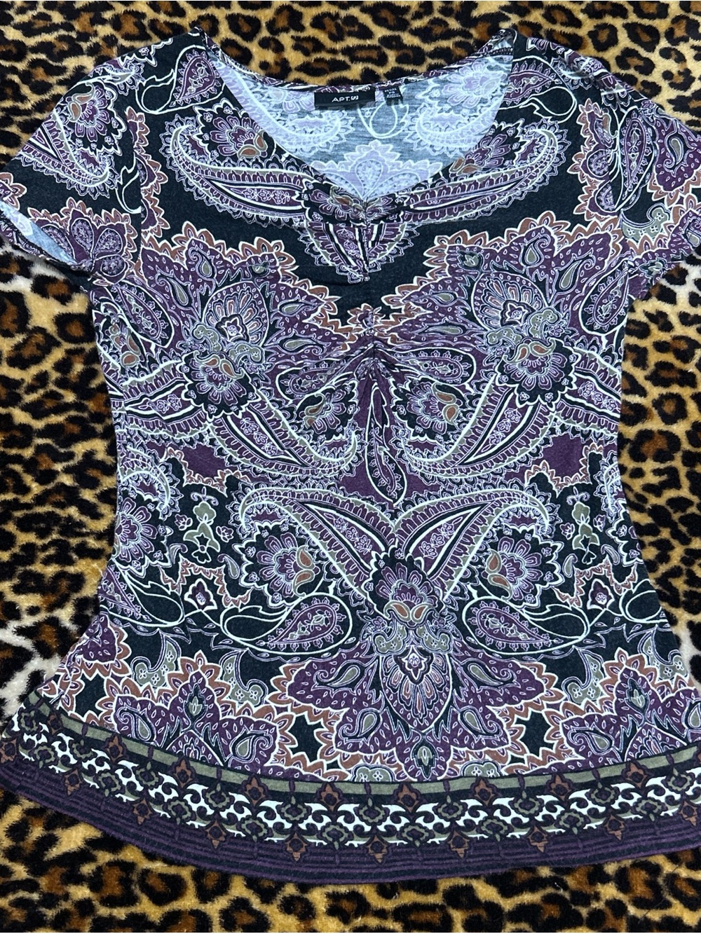 Apt. 9 Purple Paisley Short-Sleeve Scoop Neck Top